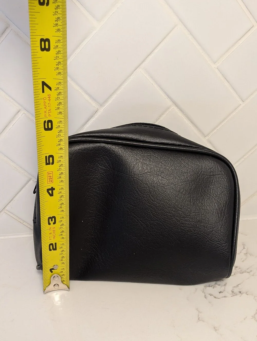 Faux Black Leather Cosmetic Bag Travel Minimalist